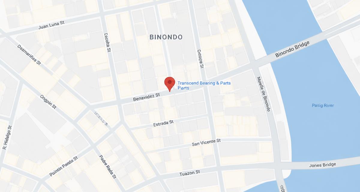 Map showing Transcend Bearing & Parts location on Benavidez Street, Binondo, Manila
